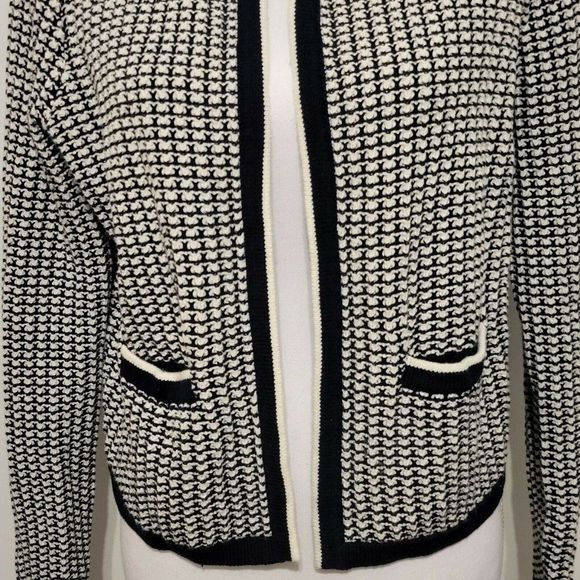 Boden Womens Navy/White Cotton Cranbrook Cardigan Welt Pockets Open Front SZ 8 - Picture 5 of 10